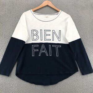 Madewell Sweatshirt Womens Medium Navy White Colorblock Bien Fait Long Sleeve